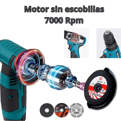 Kit Mini Amoladora + Taladro Atornillador Inalámbrico de 16,8 V