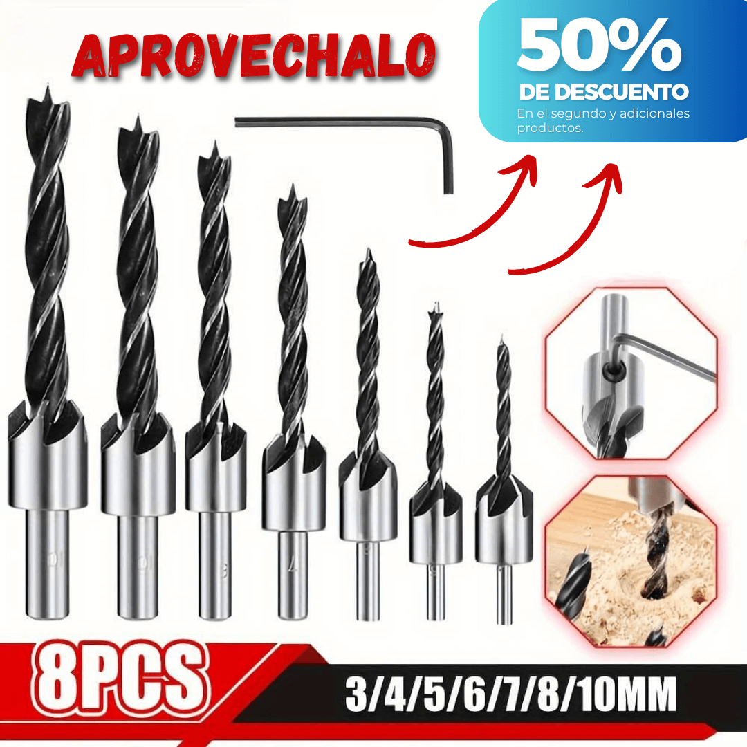 Brocas Avellanadoras 8 Piezas