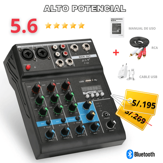 Consola de Sonido Profesional 4Canales con Bluetooth